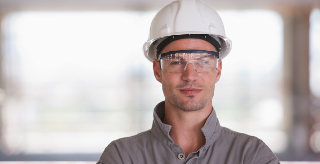 Man wearing goggles and helmet